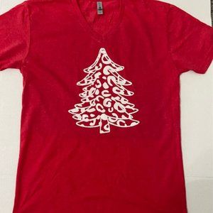 New V-neck leopard Christmas tree t
